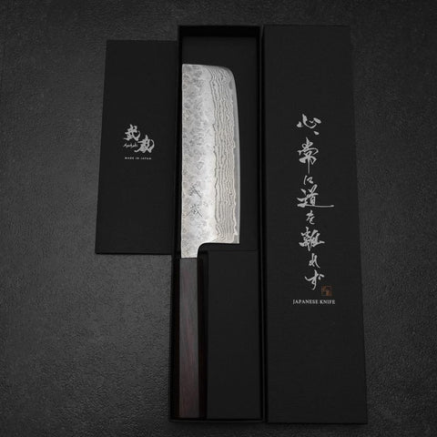 Nakiri 440C Nashiji Damast Lila Urushi Griff 165mm-[Musashi]-[Japan-Küchenmesser]