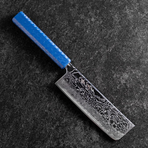 Nakiri AUS-10 Damast Blauer Urushi Griff 165mm-[Musashi]-[Japan-Küchenmesser]