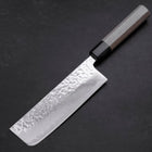 Nakiri AUS-10 Kagami Tsuchime Damast Büffelhorn und Magnolienholz Griff 165mm-[Musashi]-[Japan-Küchenmesser]