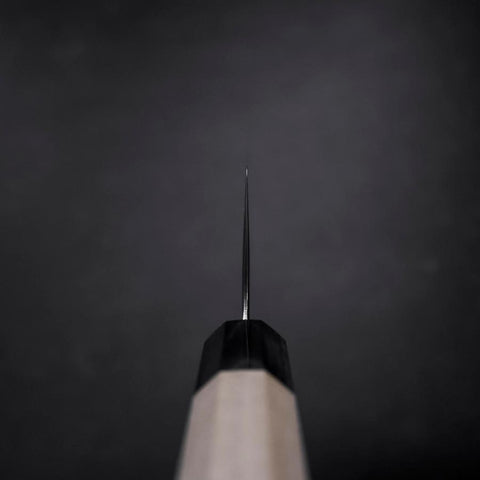 Nakiri AUS-10 Kagami Tsuchime Damast Büffelhorn und Magnolienholz Griff 165mm-[Musashi]-[Japan-Küchenmesser]