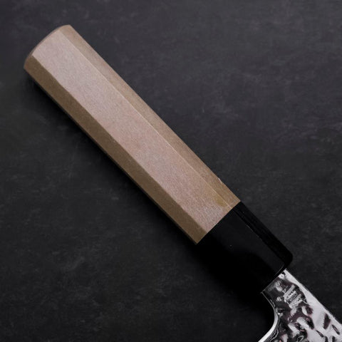 Nakiri AUS-10 Kagami Tsuchime Damast Büffelhorn und Magnolienholz Griff 165mm-[Musashi]-[Japan-Küchenmesser]