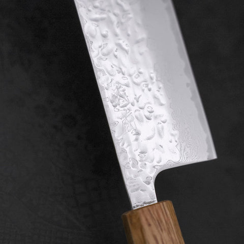 Nakiri AUS-10, Kagami-Tsuchime Damast Yaki Urushi Griff, 165mm-[Musashi]-[Japan-Küchenmesser]