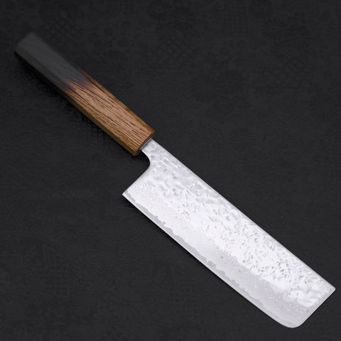 Nakiri AUS-10, Kagami-Tsuchime Damast Yaki Urushi Griff, 165mm-[Musashi]-[Japan-Küchenmesser]