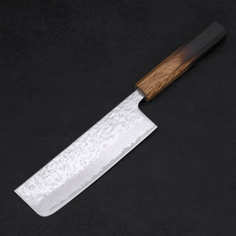 Nakiri AUS-10 Mirror Tsuchime Damascus Yaki Urushi Handle 165mm (6.5”)-[Musashi]-[Japan-Küchenmesser]
