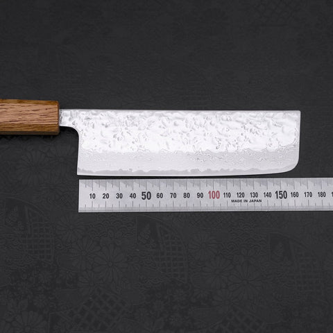 Nakiri AUS-10 Mirror Tsuchime Damascus Yaki Urushi Handle 165mm (6.5”)-[Musashi]-[Japan-Küchenmesser]