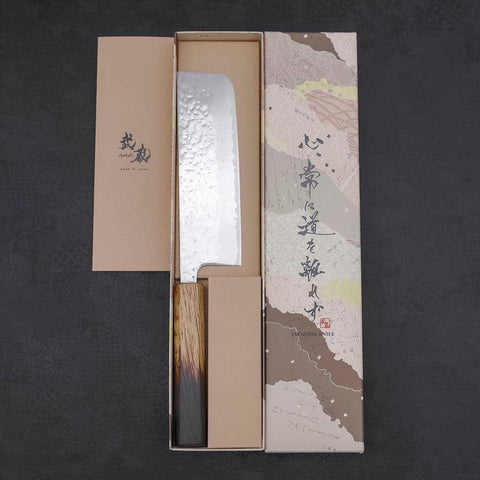Nakiri AUS-10 Mirror Tsuchime Damascus Yaki Urushi Handle 165mm (6.5”)-[Musashi]-[Japan-Küchenmesser]