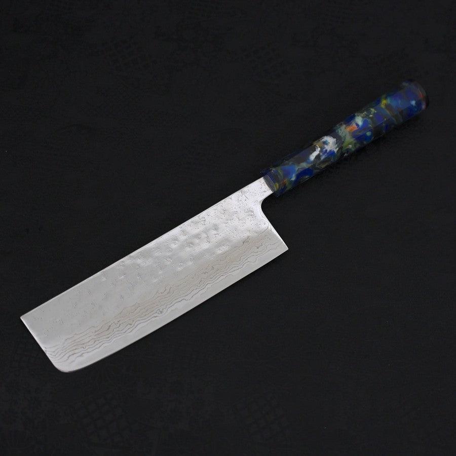 Nakiri AUS-10 Nashiji Damascus Ocean Fireworks Handle 165mm (6.5”)-[Musashi]-[Japanese-Kitchen-Knives]