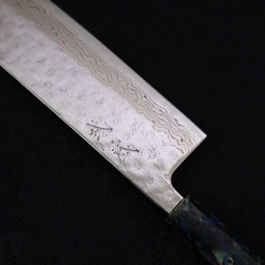 Nakiri AUS-10 Nashiji Damascus Ocean Fireworks Handle 165mm (6.5”)-[Musashi]-[Japanese-Kitchen-Knives]