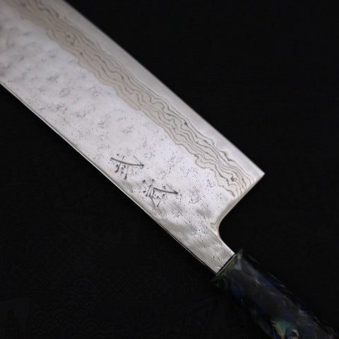 Nakiri AUS-10, Nashiji Damast Ozeanplastik Griff "Feuerwerk", 165mm-[Musashi]-[Japan-Küchenmesser]