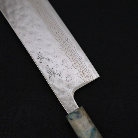 Nakiri AUS-10, Nashiji Damast Ozeanplastik Griff in Weiß "Mix", 165mm-[Musashi]-[Japan-Küchenmesser]