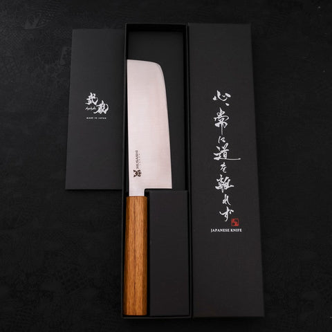 Nakiri AUS-10 Poliert Eichenholz Griff 165mm-[Musashi]-[Japan-Küchenmesser]
