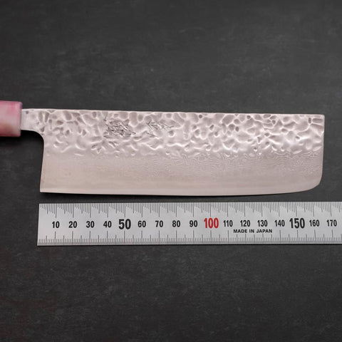 Nakiri AUS-10 Tsuchime Damascus Ocean Sakura Handle 165mm (6.5”)-[Musashi]-[Japan-Küchenmesser]