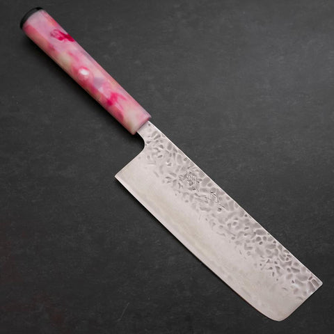 Nakiri AUS-10 Tsuchime Damascus Ocean Sakura Handle 165mm (6.5”)-[Musashi]-[Japan-Küchenmesser]