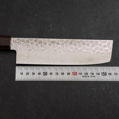 Nakiri AUS-10 Tsuchime Damascus Shitan Walnut Handle 165mm (6.5”)-[Musashi]-[Japan-Küchenmesser]