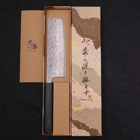 Nakiri AUS-10 Tsuchime Damast Dunkelblau Urushi Griff 165mm-[Musashi]-[Japan-Küchenmesser]