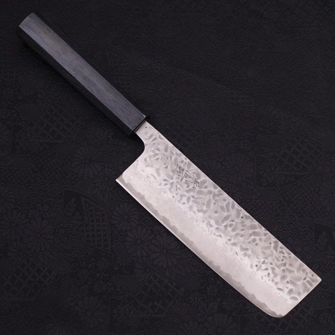 Nakiri AUS-10 Tsuchime Damast Dunkelblau Urushi Griff 165mm-[Musashi]-[Japan-Küchenmesser]