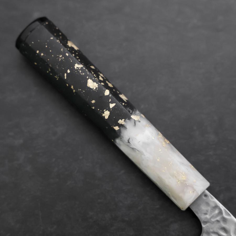 Nakiri AUS-10 Tsuchime Damast Ozeanplastik Black White Gold Griff 165mm-[Musashi]-[Japan-Küchenmesser]