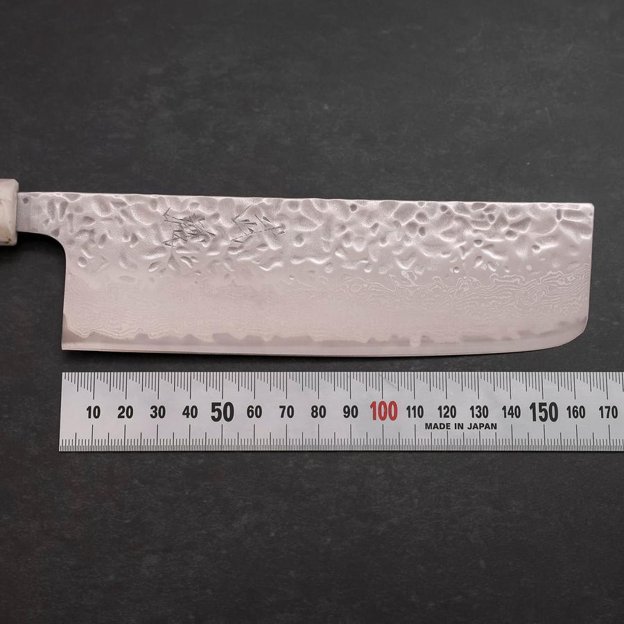 Nakiri AUS-10 Tsuchime Damast Ozeanplastik Black White Gold Griff 165mm-[Musashi]-[Japan-Küchenmesser]