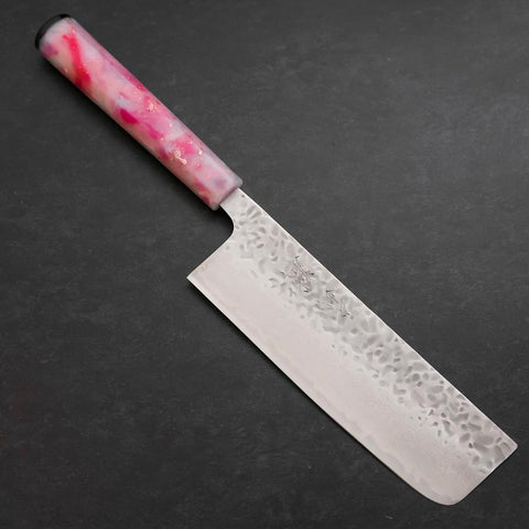 Nakiri AUS-10 Tsuchime Damast Ozeanplastik Sakura Rose Gold Griff 165mm-[Musashi]-[Japan-Küchenmesser]