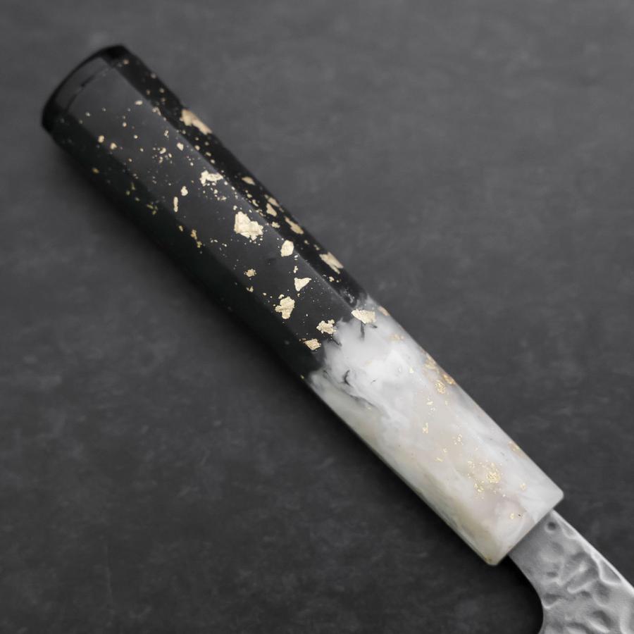 Nakiri AUS-10 Tsuchime Damast Ozeanplastik Schwarz Weiß Gold Griff 165mm-[Musashi]-[Japan-Küchenmesser]