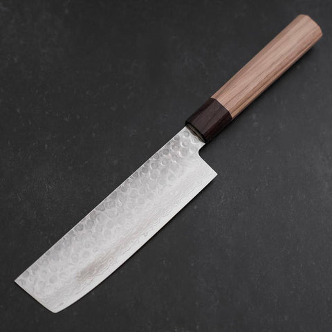 Nakiri AUS-10 Tsuchime Damast Rosenholz-Walnuss Griff 165mm-[Musashi]-[Japan-Küchenmesser]