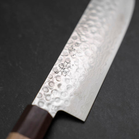 Nakiri AUS-10 Tsuchime Damast Rosenholz-Walnuss Griff 165mm-[Musashi]-[Japan-Küchenmesser]