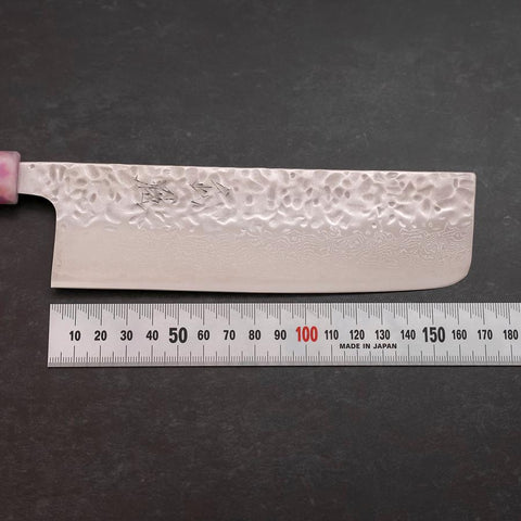 Nakiri AUS-10 Tsuchime Damast Sakura Rosa Ozeanplastik Griff mit Blattgold 165mm-[Musashi]-[Japan-Küchenmesser]