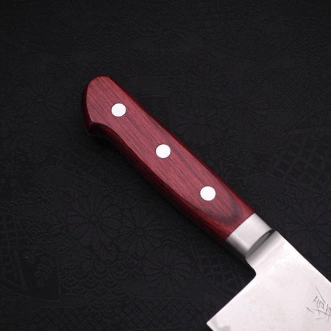 Nakiri AUS-10 Wellen-Nickel Damast Roter Westlicher Griff 165mm-[Musashi]-[Japan-Küchenmesser]