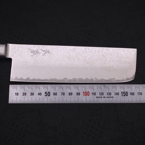 Nakiri AUS-10 Wellen-Nickel Damast Roter Westlicher Griff 165mm-[Musashi]-[Japan-Küchenmesser]