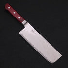 Nakiri AUS-10 Wellen-Nickel Damast Roter Westlicher Griff 165mm-[Musashi]-[Japan-Küchenmesser]