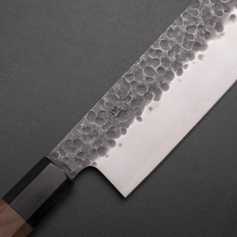 Nakiri AUS-8 Kurouchi Tsuchime Walnuss- und Rosenholz Griff 170mm-[Musashi]-[Japan-Küchenmesser]