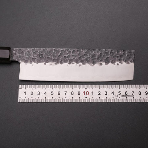 Nakiri AUS-8 Kurouchi Tsuchime Walnuss- und Rosenholz Griff 170mm-[Musashi]-[Japan-Küchenmesser]