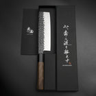 Nakiri AUS-8 Kurouchi Tsuchime Walnuss- und Rosenholz Griff 170mm-[Musashi]-[Japan-Küchenmesser]