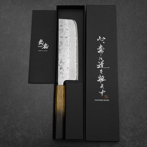 Nakiri AUS-8 Nashiji Damast Kirschholz Griff 160mm-[Musashi]-[Japan-Küchenmesser]