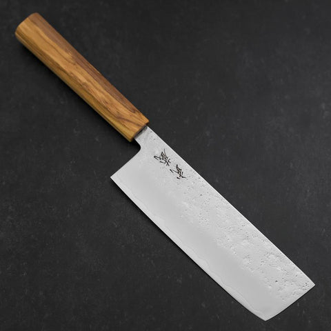 Nakiri AUS-8 Nashiji Olive Handle 165mm (6.5”)-[Musashi]-[Japan-Küchenmesser]