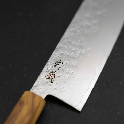 Nakiri AUS-8 Nashiji Oliven Griff 165mm-[Musashi]-[Japan-Küchenmesser]