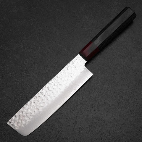 Nakiri AUS-8 Tsuchime Damast Pakka Griff 165mm-[Musashi]-[Japan-Küchenmesser]