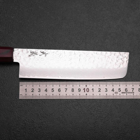 Nakiri AUS-8 Tsuchime Damast Pakka Griff 165mm-[Musashi]-[Japan-Küchenmesser]