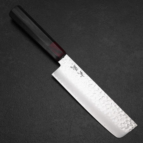 Nakiri AUS-8 Tsuchime Damast Pakka Griff 165mm-[Musashi]-[Japan-Küchenmesser]