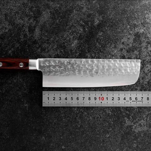 Nakiri AUS-8 Tsuchime Western Mahogany Handle 165mm (6.5”)-[Musashi]-[Japan-Küchenmesser]