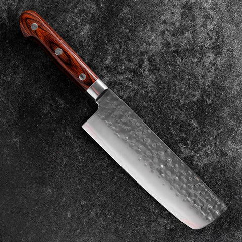 Nakiri AUS-8 Tsuchime Western Mahogany Handle 165mm (6.5”)-[Musashi]-[Japan-Küchenmesser]