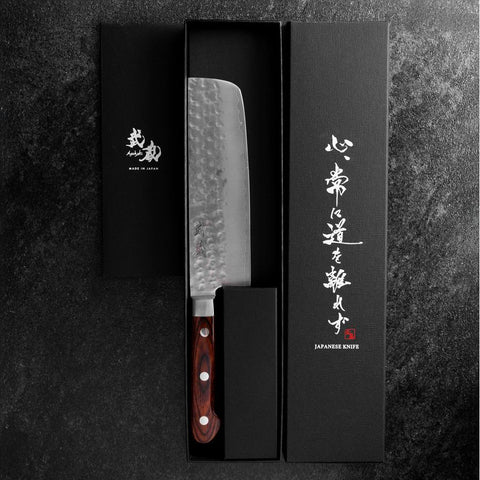 Nakiri AUS-8 Tsuchime Westlicher Mahagoni Griff 165mm-[Musashi]-[Japan-Küchenmesser]