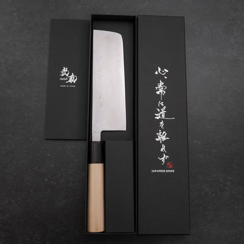 Nakiri Aogami-Super Damast Büffelhorn und Magnolienholz Griff 165mm-[Musashi]-[Japan-Küchenmesser]