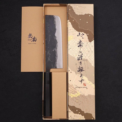 Nakiri Aogami Super Kurouchi Büffelhorn und Ebenholz Griff 165mm-[Musashi]-[Japan-Küchenmesser]