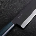 Nakiri Blue Steel #1 Stainless Clad Kurouchi Blue Urushi Handle 165mm (6.5”)-[Musashi]-[Japanese-Kitchen-Knives]