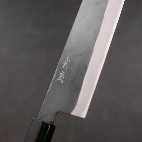 Nakiri Blue Steel #1 Edelstahlummantelung Kurouchi Büffelhorn und Magnolien Griff 165mm-[Musashi]-[Japan-Küchenmesser]