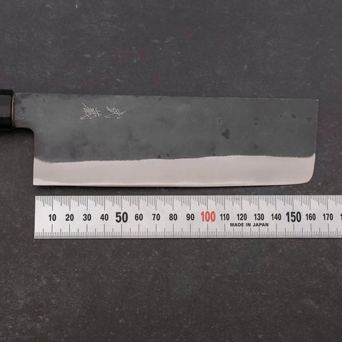 Nakiri Blue Steel #1 Edelstahlummantelung Kurouchi Büffelhorn und Magnolienholz Griff 165mm-[Musashi]-[Japan-Küchenmesser]