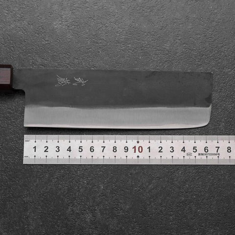 Nakiri Blue Steel #1 Edelstahlummantelung Kurouchi Lila Urushi Griff 165mm-[Musashi]-[Japan-Küchenmesser]