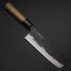 Nakiri Blue Steel #1 Kurouchi Büffelhorn und Magnolienholz Griff 165mm-[Musashi]-[Japan-Küchenmesser]