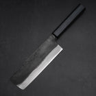Nakiri Blue Steel #1 Kurouchi Dunkelblauer Urushi Griff 165mm-[Musashi]-[Japan-Küchenmesser]